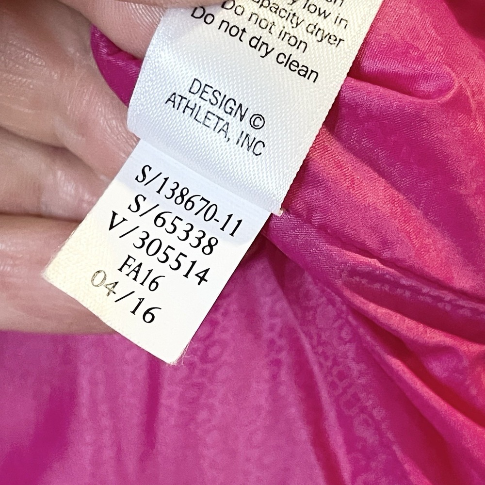 Athleta Women's Puffer Vest Downalicious Deluxe Hot Pink Down Filled XXS 2XS - Picture 8 of 8